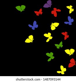Summer Background with Colorful Butterflies. Simple Feminine Pattern for Card, Invitation, Print. Trendy Decoration with Beautiful Butterfly Silhouettes. Vector Background with Moth
