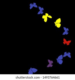 Summer Background with Colorful Butterflies. Simple Feminine Pattern for Card, Invitation, Print. Trendy Decoration with Beautiful Butterfly Silhouettes. Vector Background with Moth
