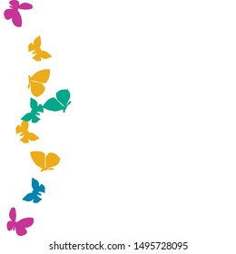 Summer Background with Colorful Butterflies. Simple Feminine Pattern for Card, Invitation, Print. Trendy Decoration with Beautiful Butterfly Silhouettes. Vector Background with Moth
