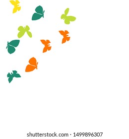 Summer Background with Colorful Butterflies. Simple Feminine Pattern for Card, Invitation, Print. Trendy Decoration with Beautiful Butterfly Silhouettes. Vector Background with Moth
