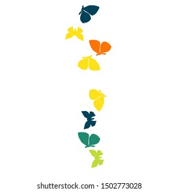 Summer Background with Colorful Butterflies. Simple Feminine Pattern for Card, Invitation, Print. Trendy Decoration with Beautiful Butterfly Silhouettes. Vector Background with Moth
