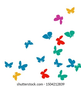 Summer Background with Colorful Butterflies. Simple Feminine Pattern for Card, Invitation, Print. Trendy Decoration with Beautiful Butterfly Silhouettes. Vector Background with Moth
