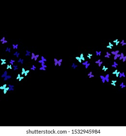 Summer Background with Colorful Butterflies. Simple Feminine Pattern for Card, Invitation, Print. Trendy Decoration with Beautiful Butterfly Silhouettes. Vector Background with Moth
