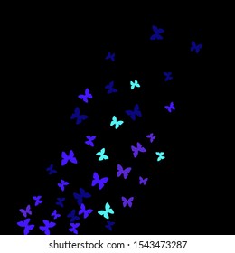 Summer Background with Colorful Butterflies. Simple Feminine Pattern for Card, Invitation, Print. Trendy Decoration with Beautiful Butterfly Silhouettes. Vector Background with Moth
