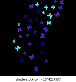 Summer Background with Colorful Butterflies. Simple Feminine Pattern for Card, Invitation, Print. Trendy Decoration with Beautiful Butterfly Silhouettes. Vector Background with Moth
