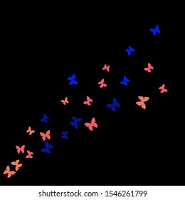 Summer Background with Colorful Butterflies. Simple Feminine Pattern for Card, Invitation, Print. Trendy Decoration with Beautiful Butterfly Silhouettes. Vector Background with Moth
