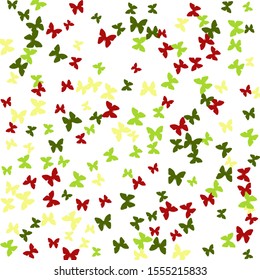 Summer Background with Colorful Butterflies. Simple Feminine Pattern for Card, Invitation, Print. Trendy Decoration with Beautiful Butterfly Silhouettes. Vector Background with Moth
