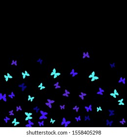 Summer Background with Colorful Butterflies. Simple Feminine Pattern for Card, Invitation, Print. Trendy Decoration with Beautiful Butterfly Silhouettes. Vector Background with Moth
