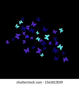 Summer Background with Colorful Butterflies. Simple Feminine Pattern for Card, Invitation, Print. Trendy Decoration with Beautiful Butterfly Silhouettes. Vector Background with Moth
