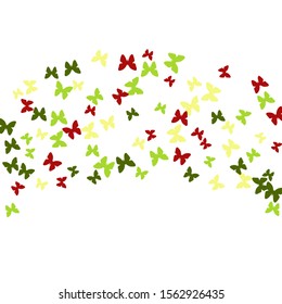 Summer Background with Colorful Butterflies. Simple Feminine Pattern for Card, Invitation, Print. Trendy Decoration with Beautiful Butterfly Silhouettes. Vector Background with Moth
