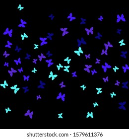 Summer Background with Colorful Butterflies. Simple Feminine Pattern for Card, Invitation, Print. Trendy Decoration with Beautiful Butterfly Silhouettes. Vector Background with Moth
