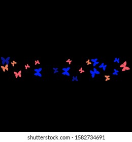 Summer Background with Colorful Butterflies. Simple Feminine Pattern for Card, Invitation, Print. Trendy Decoration with Beautiful Butterfly Silhouettes. Vector Background with Moth
