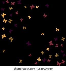 Summer Background with Colorful Butterflies. Simple Feminine Pattern for Card, Invitation, Print. Trendy Decoration with Beautiful Butterfly Silhouettes. Vector Background with Moth
