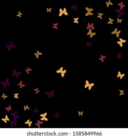 Summer Background with Colorful Butterflies. Simple Feminine Pattern for Card, Invitation, Print. Trendy Decoration with Beautiful Butterfly Silhouettes. Vector Background with Moth
