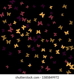 Summer Background with Colorful Butterflies. Simple Feminine Pattern for Card, Invitation, Print. Trendy Decoration with Beautiful Butterfly Silhouettes. Vector Background with Moth
