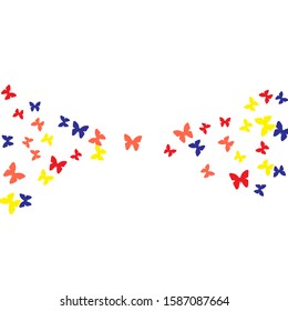 Summer Background with Colorful Butterflies. Simple Feminine Pattern for Card, Invitation, Print. Trendy Decoration with Beautiful Butterfly Silhouettes. Vector Background with Moth
