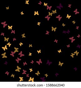 Summer Background with Colorful Butterflies. Simple Feminine Pattern for Card, Invitation, Print. Trendy Decoration with Beautiful Butterfly Silhouettes. Vector Background with Moth
