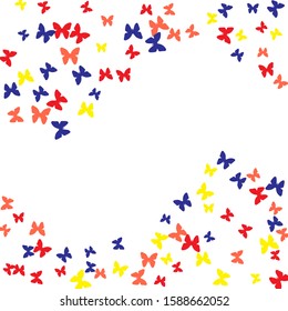 Summer Background with Colorful Butterflies. Simple Feminine Pattern for Card, Invitation, Print. Trendy Decoration with Beautiful Butterfly Silhouettes. Vector Background with Moth
