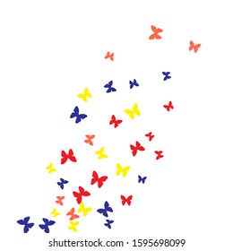 Summer Background with Colorful Butterflies. Simple Feminine Pattern for Card, Invitation, Print. Trendy Decoration with Beautiful Butterfly Silhouettes. Vector Background with Moth
