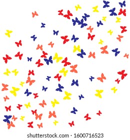 Summer Background with Colorful Butterflies. Simple Feminine Pattern for Card, Invitation, Print. Trendy Decoration with Beautiful Butterfly Silhouettes. Vector Background with Moth