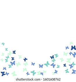 Summer Background with Colorful Butterflies. Simple Feminine Pattern for Card, Invitation, Print. Trendy Decoration with Beautiful Butterfly Silhouettes. Vector Background with Moth