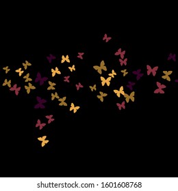 Summer Background with Colorful Butterflies. Simple Feminine Pattern for Card, Invitation, Print. Trendy Decoration with Beautiful Butterfly Silhouettes. Vector Background with Moth
