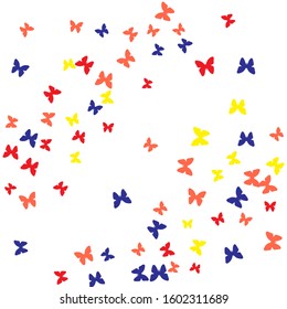 Summer Background with Colorful Butterflies. Simple Feminine Pattern for Card, Invitation, Print. Trendy Decoration with Beautiful Butterfly Silhouettes. Vector Background with Moth