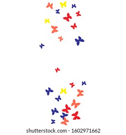 Summer Background with Colorful Butterflies. Simple Feminine Pattern for Card, Invitation, Print. Trendy Decoration with Beautiful Butterfly Silhouettes. Vector Background with Moth