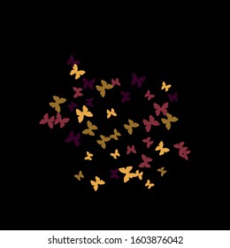 Summer Background with Colorful Butterflies. Simple Feminine Pattern for Card, Invitation, Print. Trendy Decoration with Beautiful Butterfly Silhouettes. Vector Background with Moth