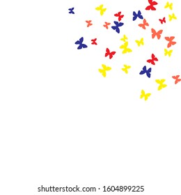 Summer Background with Colorful Butterflies. Simple Feminine Pattern for Card, Invitation, Print. Trendy Decoration with Beautiful Butterfly Silhouettes. Vector Background with Moth