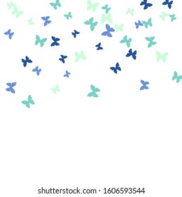 Summer Background with Colorful Butterflies. Simple Feminine Pattern for Card, Invitation, Print. Trendy Decoration with Beautiful Butterfly Silhouettes. Vector Background with Moth