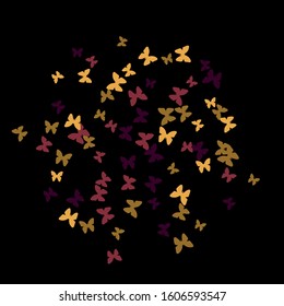 Summer Background with Colorful Butterflies. Simple Feminine Pattern for Card, Invitation, Print. Trendy Decoration with Beautiful Butterfly Silhouettes. Vector Background with Moth