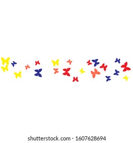 Summer Background with Colorful Butterflies. Simple Feminine Pattern for Card, Invitation, Print. Trendy Decoration with Beautiful Butterfly Silhouettes. Vector Background with Moth