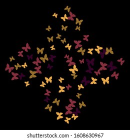 Summer Background with Colorful Butterflies. Simple Feminine Pattern for Card, Invitation, Print. Trendy Decoration with Beautiful Butterfly Silhouettes. Vector Background with Moth