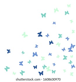 Summer Background with Colorful Butterflies. Simple Feminine Pattern for Card, Invitation, Print. Trendy Decoration with Beautiful Butterfly Silhouettes. Vector Background with Moth