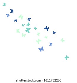 Summer Background with Colorful Butterflies. Simple Feminine Pattern for Card, Invitation, Print. Trendy Decoration with Beautiful Butterfly Silhouettes. Vector Background with Moth