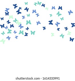 Summer Background with Colorful Butterflies. Simple Feminine Pattern for Card, Invitation, Print. Trendy Decoration with Beautiful Butterfly Silhouettes. Vector Background with Moth