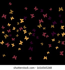 Summer Background with Colorful Butterflies. Simple Feminine Pattern for Card, Invitation, Print. Trendy Decoration with Beautiful Butterfly Silhouettes. Vector Background with Moth