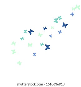 Summer Background with Colorful Butterflies. Simple Feminine Pattern for Card, Invitation, Print. Trendy Decoration with Beautiful Butterfly Silhouettes. Vector Background with Moth