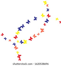 Summer Background with Colorful Butterflies. Simple Feminine Pattern for Card, Invitation, Print. Trendy Decoration with Beautiful Butterfly Silhouettes. Vector Background with Moth