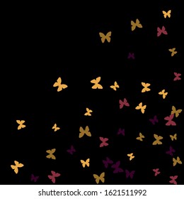 Summer Background with Colorful Butterflies. Simple Feminine Pattern for Card, Invitation, Print. Trendy Decoration with Beautiful Butterfly Silhouettes. Vector Background with Moth