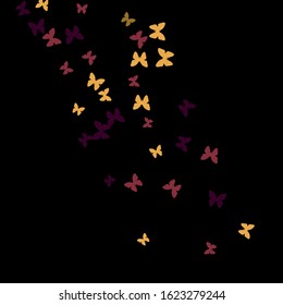 Summer Background with Colorful Butterflies. Simple Feminine Pattern for Card, Invitation, Print. Trendy Decoration with Beautiful Butterfly Silhouettes. Vector Background with Moth
