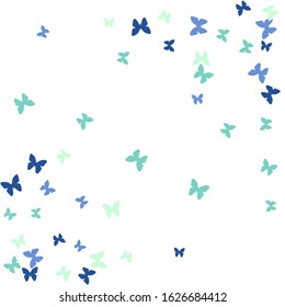 Summer Background with Colorful Butterflies. Simple Feminine Pattern for Card, Invitation, Print. Trendy Decoration with Beautiful Butterfly Silhouettes. Vector Background with Moth