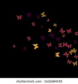 Summer Background with Colorful Butterflies. Simple Feminine Pattern for Card, Invitation, Print. Trendy Decoration with Beautiful Butterfly Silhouettes. Vector Background with Moth