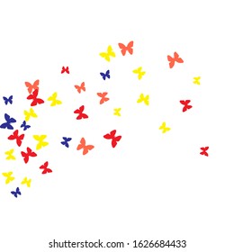 Summer Background with Colorful Butterflies. Simple Feminine Pattern for Card, Invitation, Print. Trendy Decoration with Beautiful Butterfly Silhouettes. Vector Background with Moth