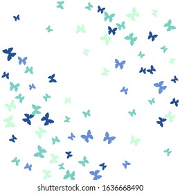 Summer Background with Colorful Butterflies. Simple Feminine Pattern for Card, Invitation, Print. Trendy Decoration with Beautiful Butterfly Silhouettes. Vector Background with Moth