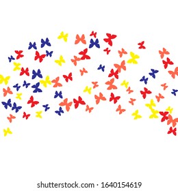 Summer Background with Colorful Butterflies. Simple Feminine Pattern for Card, Invitation, Print. Trendy Decoration with Beautiful Butterfly Silhouettes. Vector Background with Moth