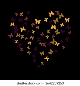 Summer Background with Colorful Butterflies. Simple Feminine Pattern for Card, Invitation, Print. Trendy Decoration with Beautiful Butterfly Silhouettes. Vector Background with Moth