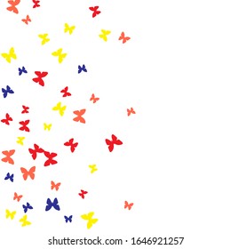 Summer Background with Colorful Butterflies. Simple Feminine Pattern for Card, Invitation, Print. Trendy Decoration with Beautiful Butterfly Silhouettes. Vector Background with Moth