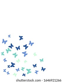 Summer Background with Colorful Butterflies. Simple Feminine Pattern for Card, Invitation, Print. Trendy Decoration with Beautiful Butterfly Silhouettes. Vector Background with Moth
